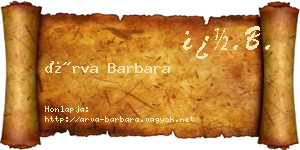 Árva Barbara névjegykártya