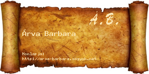 Árva Barbara névjegykártya
