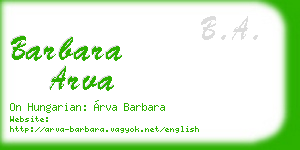 barbara arva business card